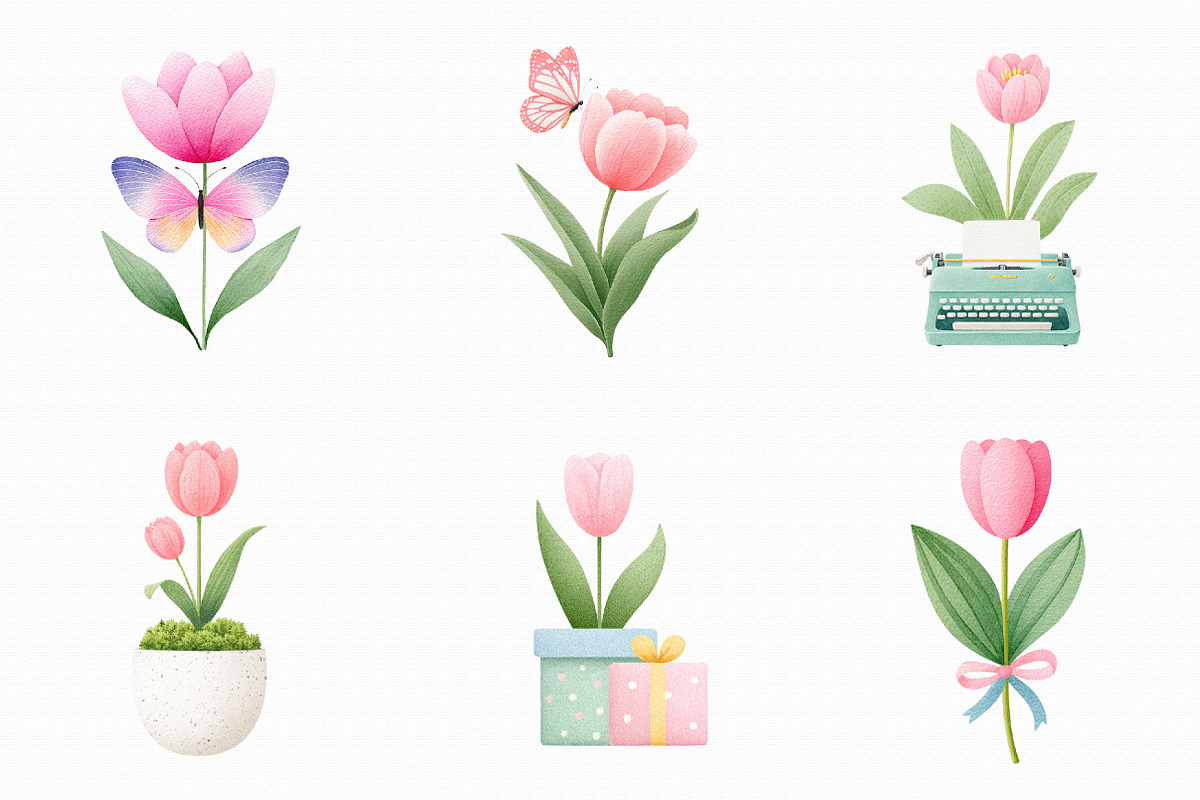 Whimsical Spring Tulip Flower Clipar, an Illustration by Libby Wishes (Photo 6 of 9)