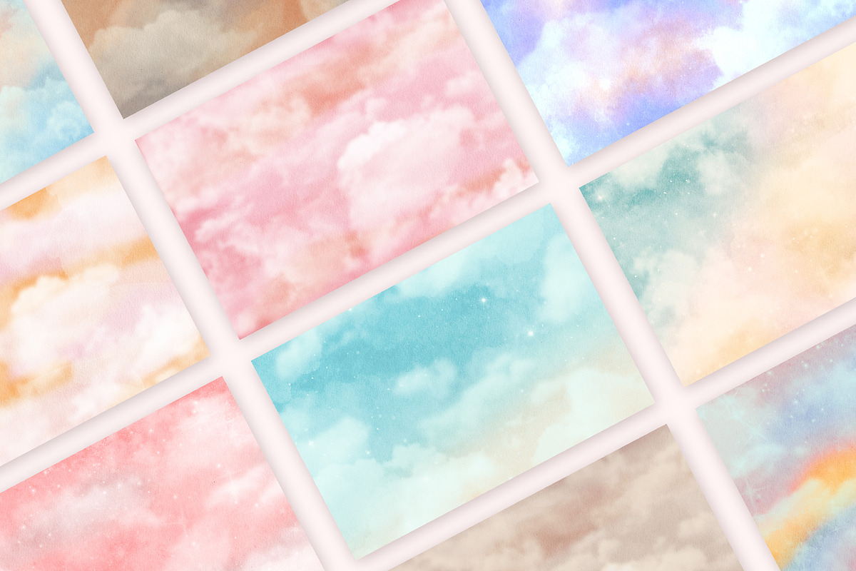Fluffy Sky Watercolor Backgrounds, a Texture Graphic by Tiger and Flower (Photo 2 of 10)