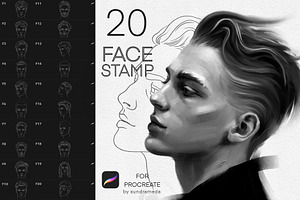 20 Face Men Stamp Brushes Procreate