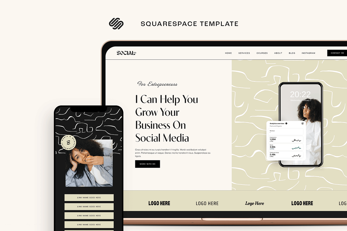 Squarespace 7.1 Template: Social, a Websites & App Template by Kseniia_Design (Photo 1 of 10)