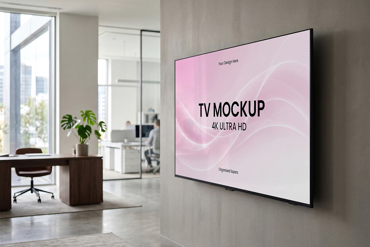 4K Ultra HD TV Screen Mockup, a Wearable Device Mockup by graphypix (Photo 1 of 4)