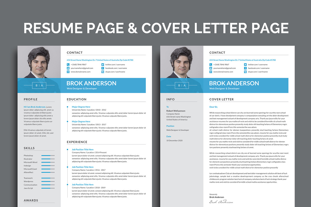 Modern Resume/CV Template, a Resume Template by Proper_media (Photo 2 of 6)