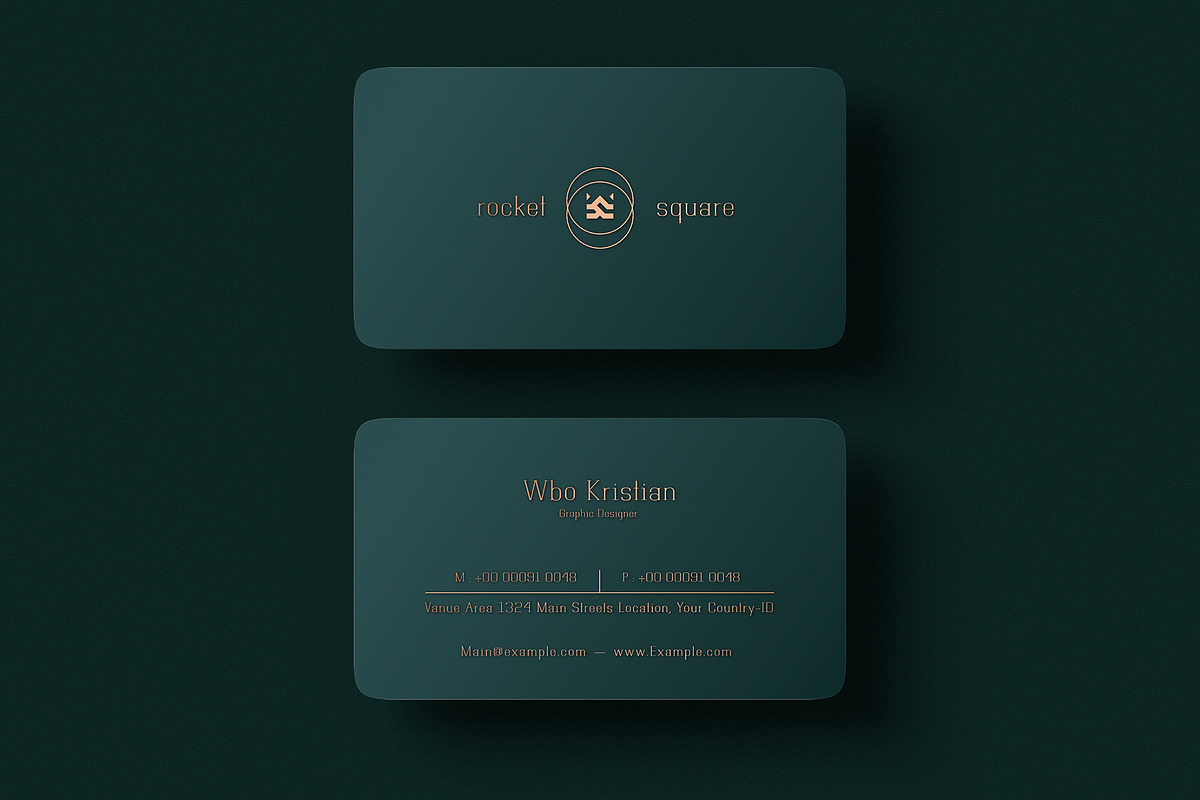 Unique Green Business Card Template, a Business Card Template by Ctrl space studio (Photo 3 of 6)