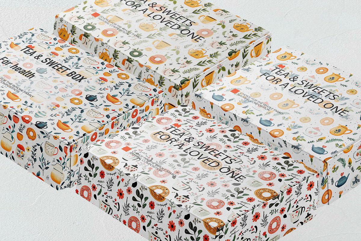 Tea and sweet seamless patterns, a Pattern Graphic by AnastasiyaOleynik (Photo 2 of 7)