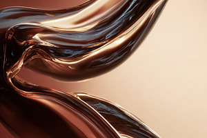 Abstract flowing liquid chocolate stream, creating elegant waves with shining m, a Photo by Studio ANNA