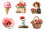 Summer Poppy Flowers Clipart, an Illustration by Dream Creation (Thumbnail 3 of 6)