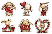 Quirky Valentines Bunny Clipart, an Illustration by Dream Creation (Thumbnail 4 of 7)