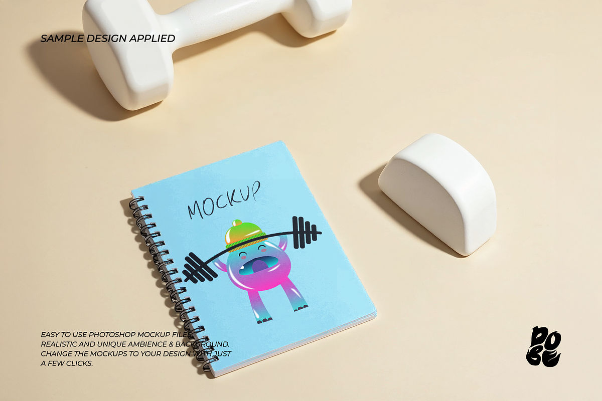 Workout Notepad Mockup Set, a Books & Magazine Mockup by DOBE Studio (Photo 7 of 9)