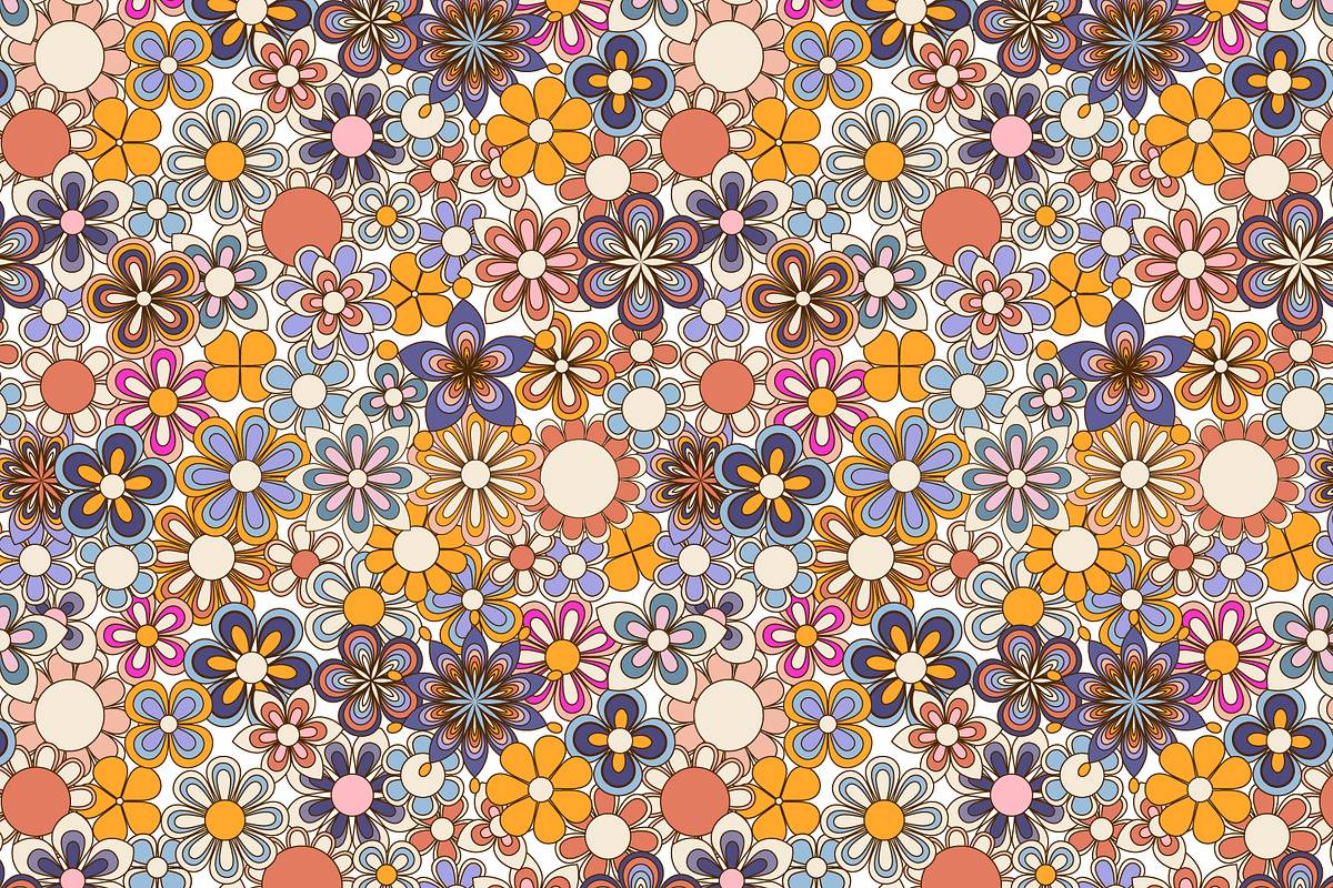 Retro Groovy Flowers Collection, an Illustration by cafelab_store (Photo 5 of 5)