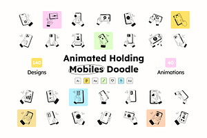 Holding Mobile Doodle Icons, a Solid Icon by Prosymbols