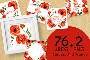 Stunning Poppies PNG Watercolor Set