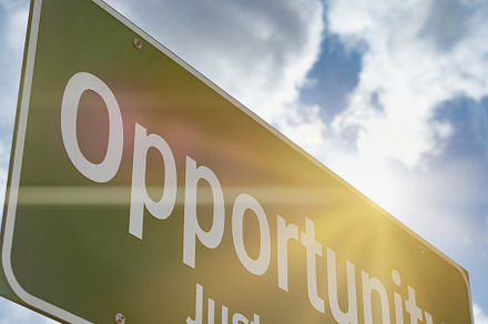 Opportunity Just Ahead Road Sign