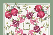 Watercolor pomegranate branch, an Object Illustration by Tilling (Thumbnail 3 of 3)
