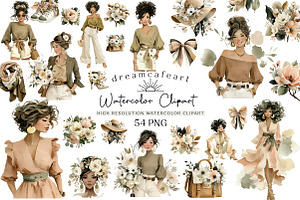 Stylish Watercolor Clipart Set, an Illustration by DreamCafeArt