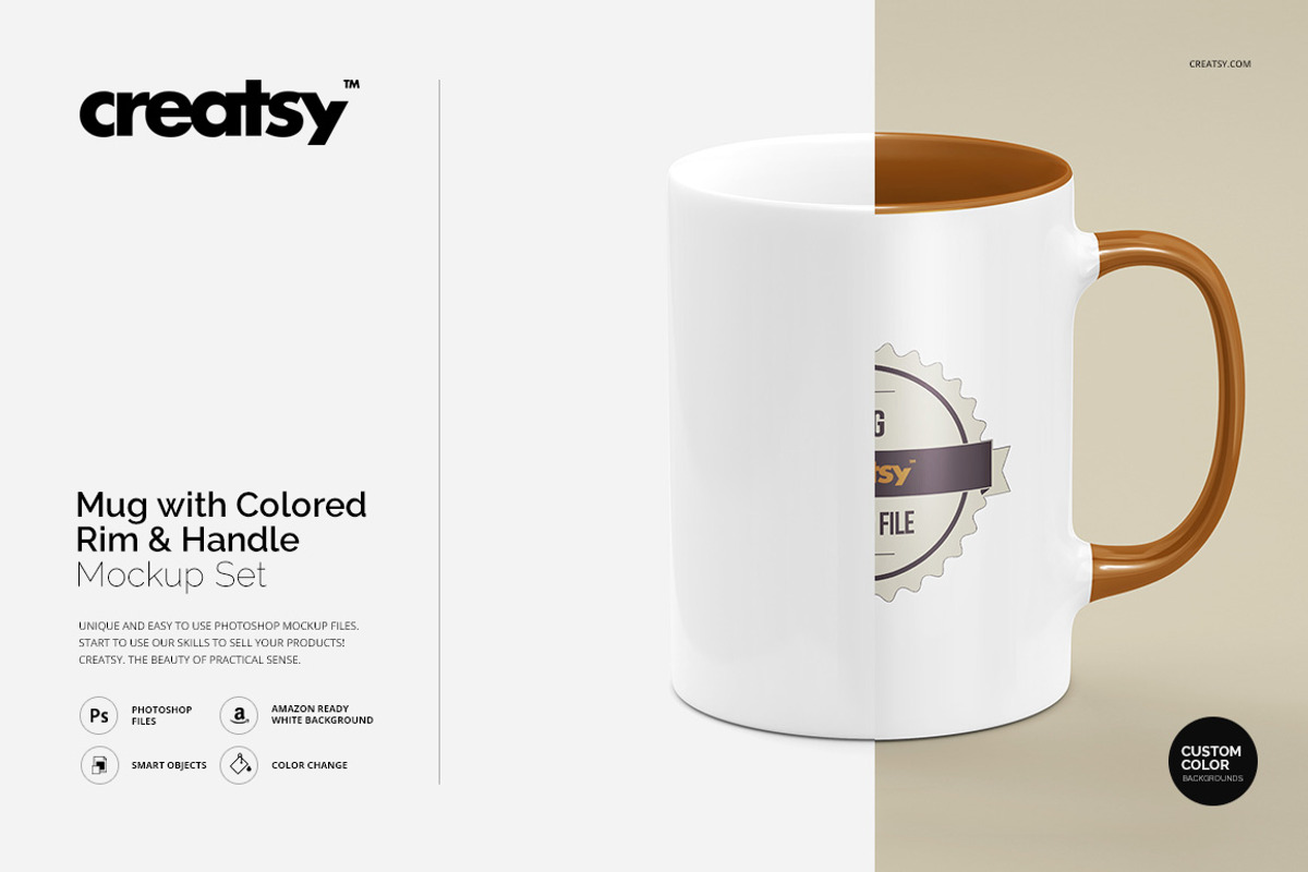 Mug Colored Rim Handle Mockup Set, a Cups & Container Mockup by creatsy2 (Photo 1 of 8)