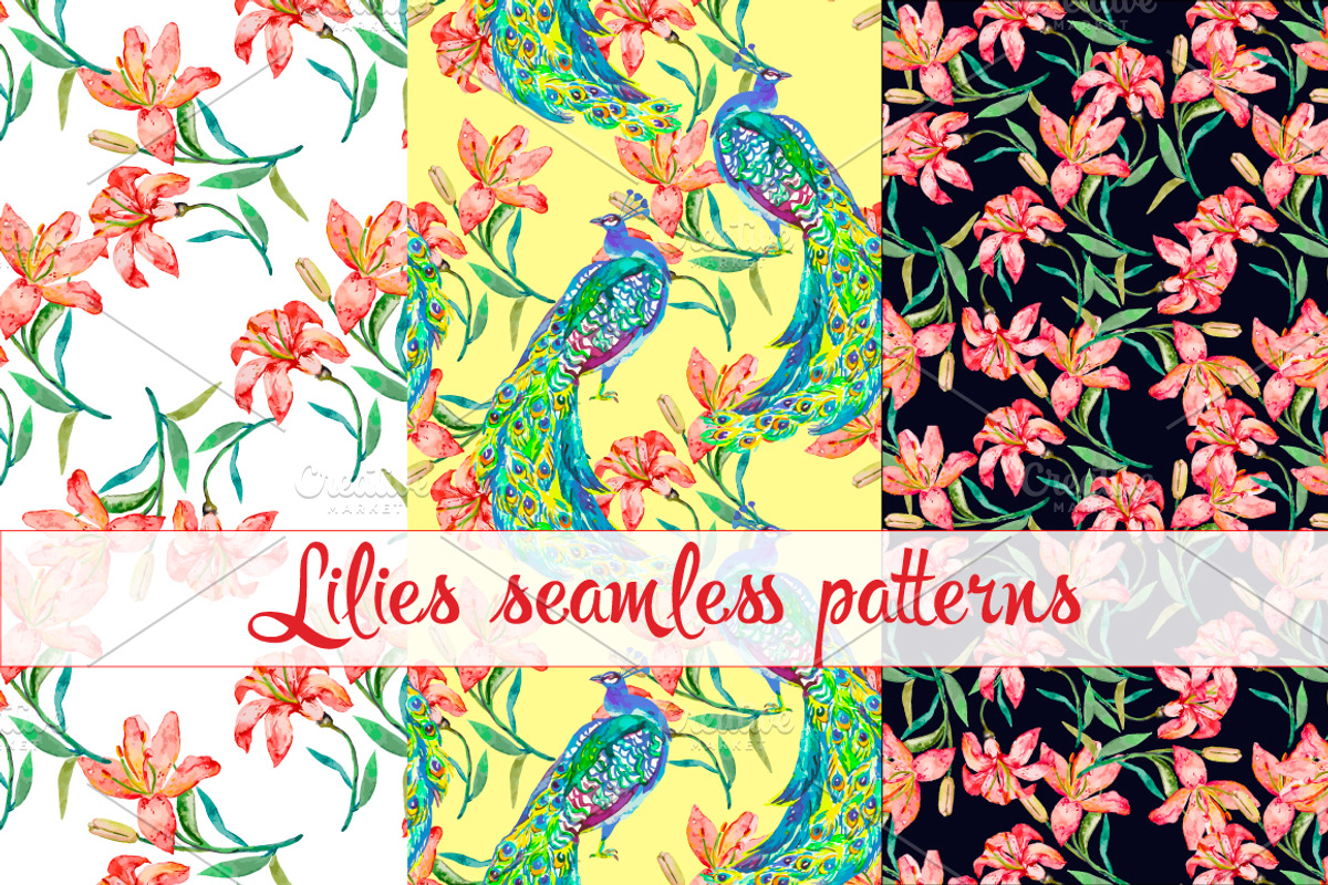 Watercolor tropical pattern, a Pattern Graphic by Elizaveta (Photo 1 of 5)