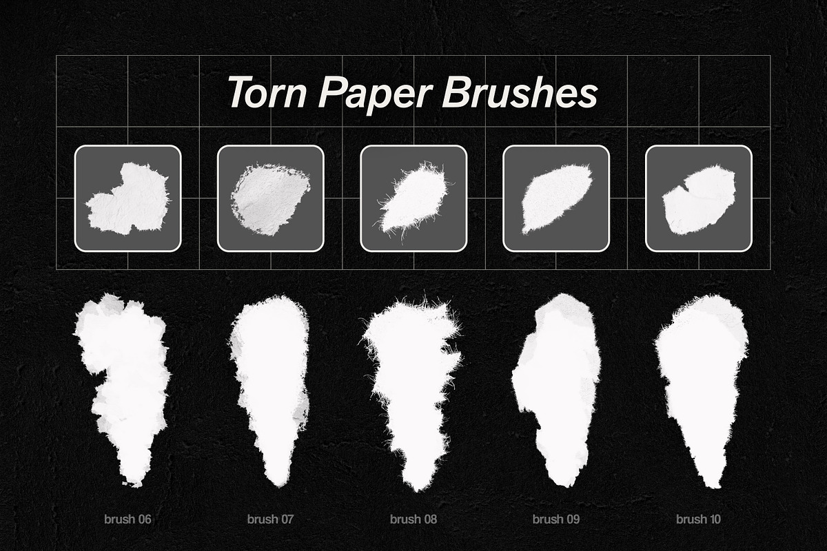 Photoshop Torn Paper Brushes, a Brush Add-On by brushapes.com (Photo 5 of 12)