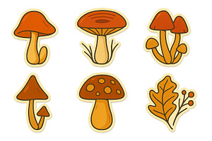 Autumn mushroom illustrations with l, an Illustration by Dvoevnore photos