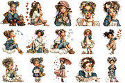 Whimsical Valentine Girl Clipart, an Illustration by OK Design (Thumbnail 3 of 6)