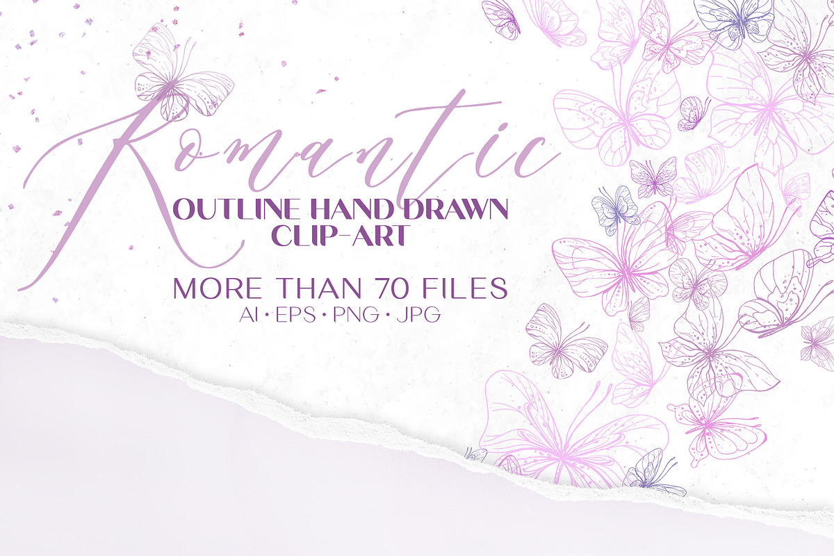 Romantic Line Art Butterflies Vector, an Illustration by NATASHA CHU (Photo 1 of 18)