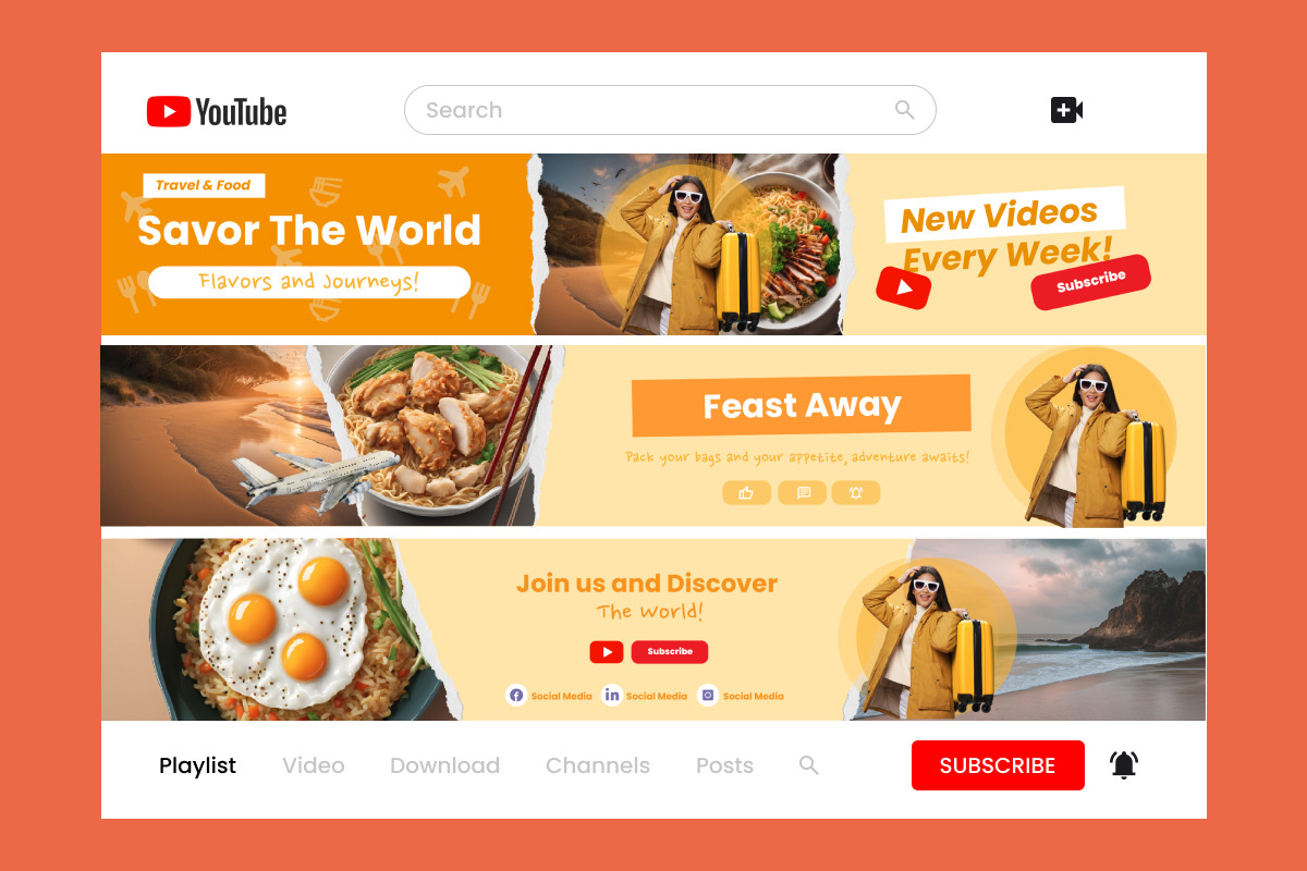 Youtube Channel Banner Food & Travel, a Social Media Template by productype1 (Photo 3 of 3)