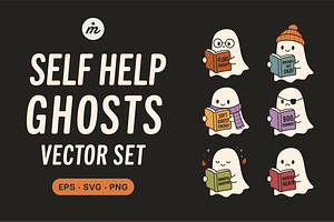 6 Self Help Ghost Reader Vector Set
