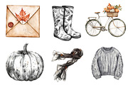 Black & White Autumn Clipart, an Illustration by CreationArt (Thumbnail 4 of 5)