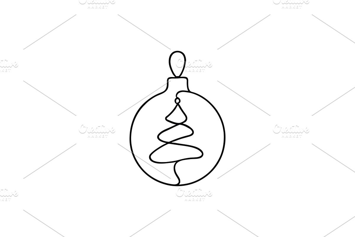Ornament Christmas Tree Line Art, a Branding & Logo Template by Vectorium Studio (Photo 1 of 2)