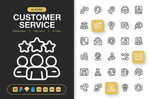Customer Service Icons, an Outline Icon by Spacepixel Creative