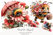 Floral Bee Clipart, a Seasonal Illustration by CreationArt (Thumbnail 1 of 7)