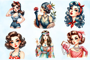 Vintage Fashion Women's Clipart, an Illustration by Craft Nest (Thumbnail 4 of 5)