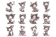 Valentine's Whimsical Foxs Clipart, an Illustration by Design Market (Thumbnail 3 of 3)