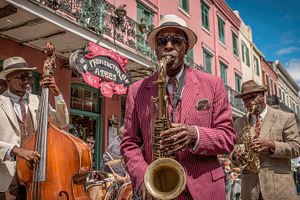 New Orleans Jazz Band Street Perform, an Abstract Photo by Pixeness Studio