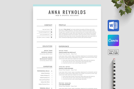 Resume / CV Template | Canva & Word