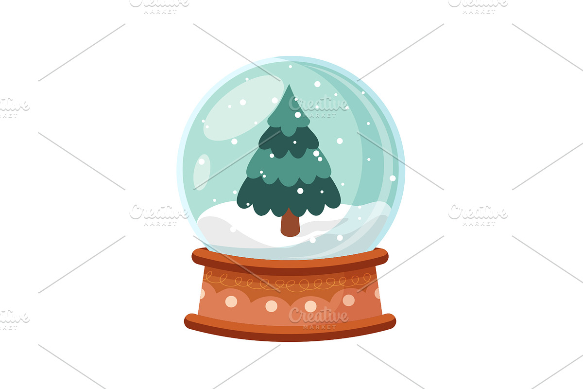 Beautiful snowball globe, a Seasonal Illustration by Elen_Art