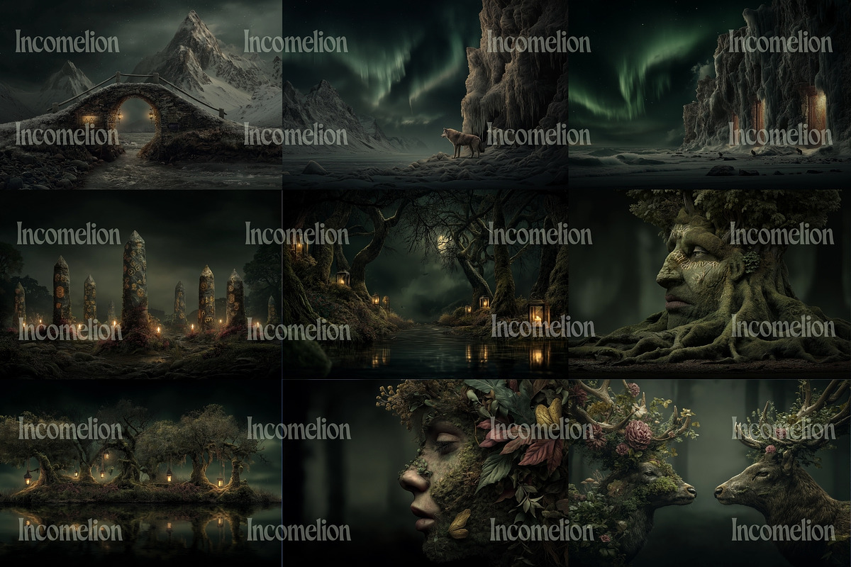 30 Nordic Fantasy Backgrounds, a Decorative Illustration by Incomelion (Photo 4 of 13)