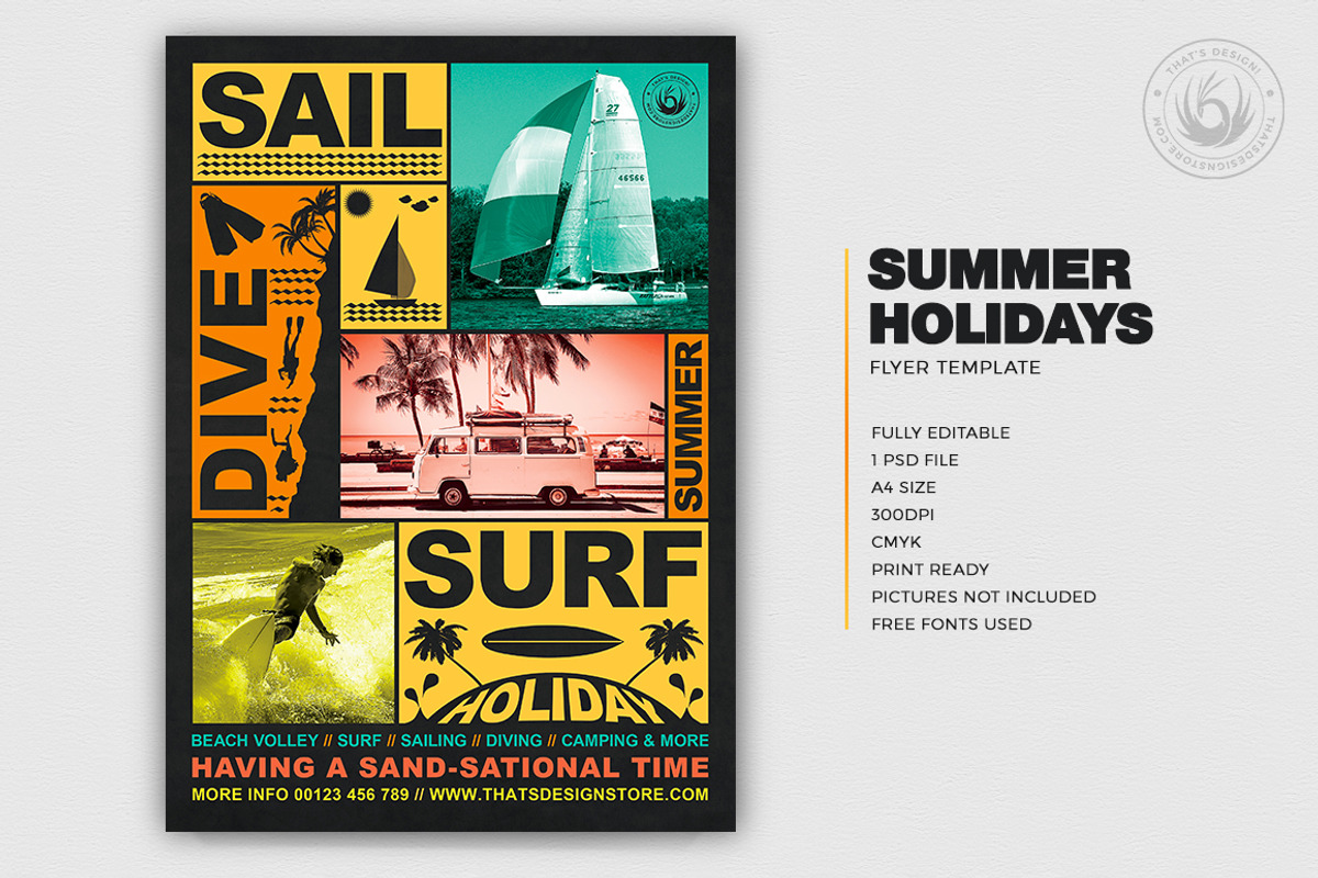 Summer Holidays Flyer Template V1, a Flyer Template by ThatsDesign Art