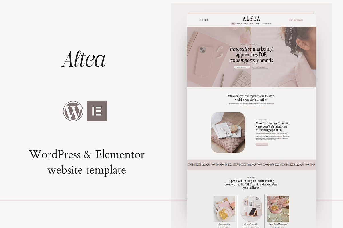 Altea | WordPress, Elementor pro, a WordPress Template by DesignWithCris (Photo 1 of 6)
