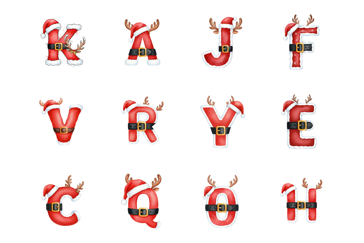 Winter Christmas Santa Alphabet PNG, an Illustration by SinaCreation (Photo 2 of 7)