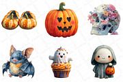 Watercolor Kawaii Halloween Clipart, an Illustration by DreamPrint404 (Thumbnail 5 of 5)