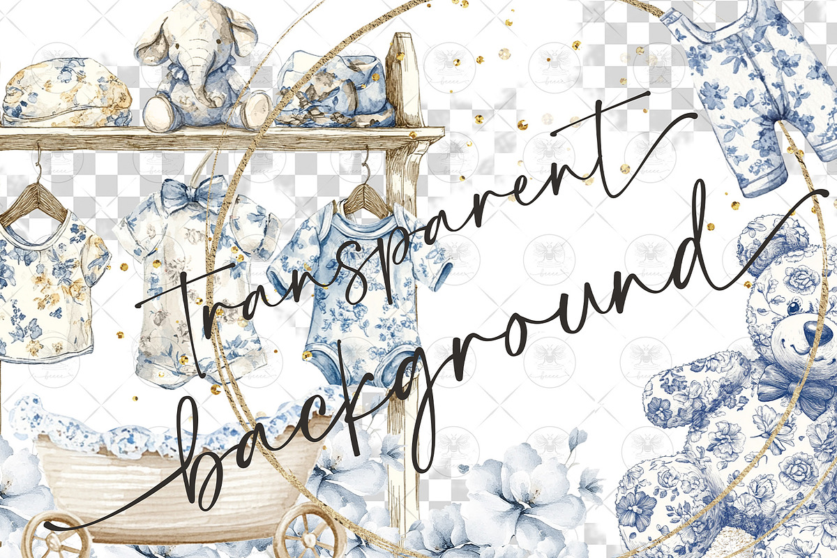 Toile Nursery Clipart Chinoiserie, an Illustration by BigCakeBee (Photo 2 of 4)