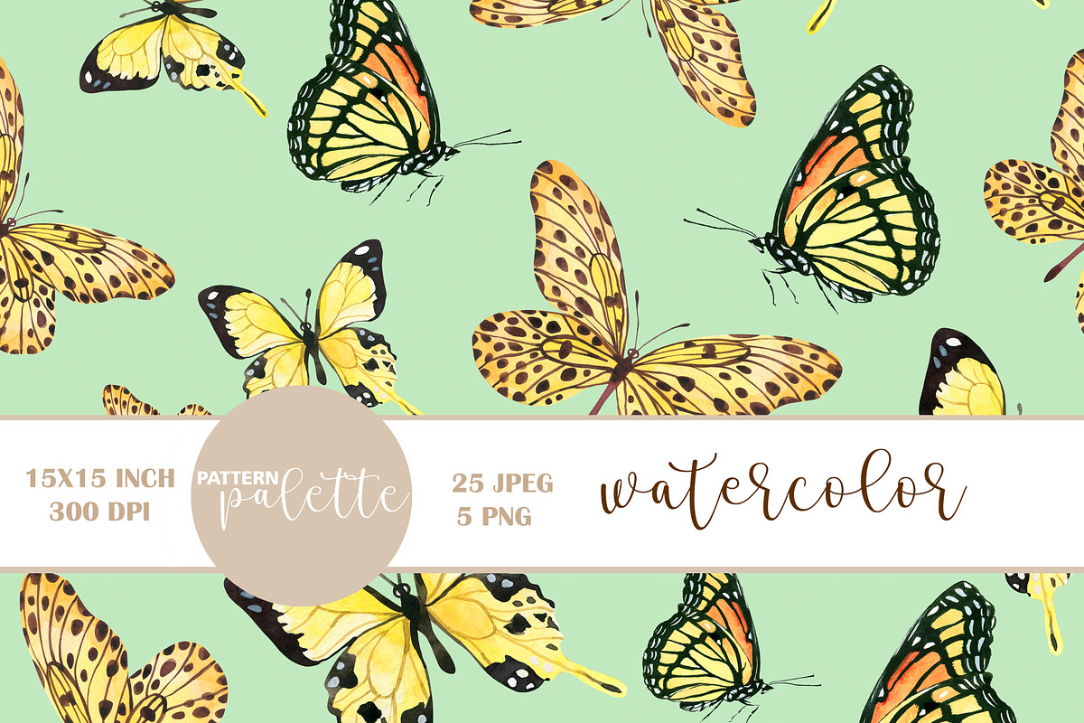 Watercolor Butterfly Seamless Paper, a Pattern Graphic by PatternPalette (Photo 11 of 11)