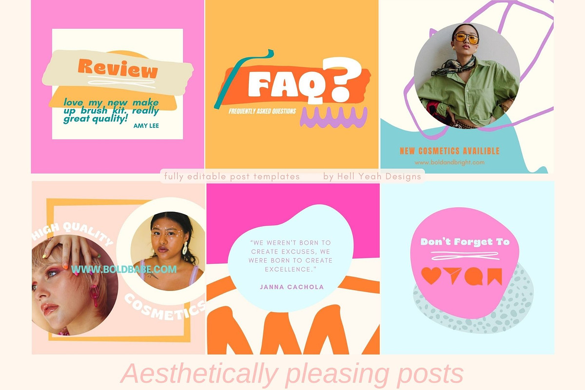 Bold Instagram Post Templates, a Social Media Template by Hell Yeah Designs