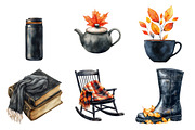 Watercolor Black Autumn Clipart, an Illustration by Daily.Designs (Thumbnail 2 of 5)
