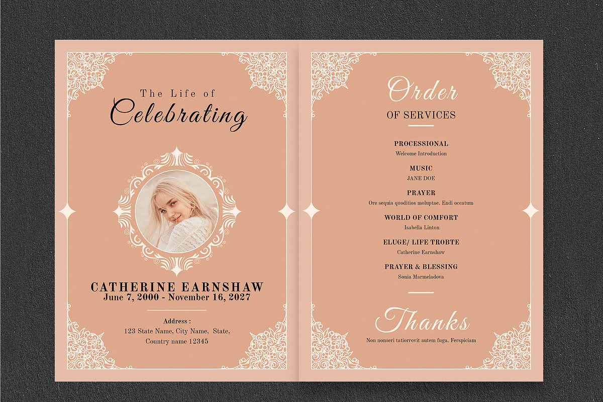 Elegant Funeral Program Template preview 3