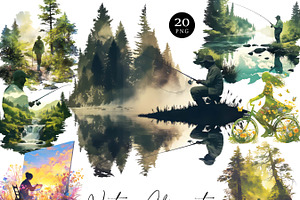 Watercolor Silhouette Clipart Bundle, a Person Illustration by Design Scotch