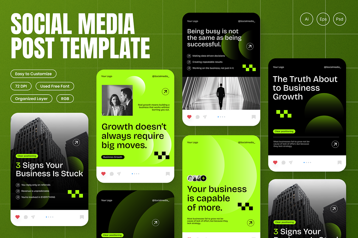 Business Growth Instagram Post, a Social Media Template by Annora Studio (Photo 1 of 6)