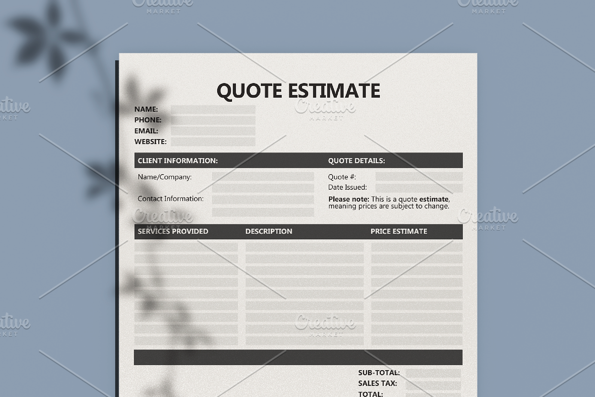 Quote Estimate - Fillable PDF