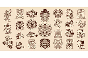 Mayan totem symbols. Maya, an Object Illustration by Stock-Smart-Start