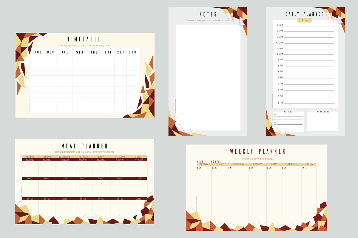 32 Printable Planners, a Stationery Template by Outline Design (Photo 12 of 14)